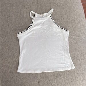 White Halter Top with Black Stripes